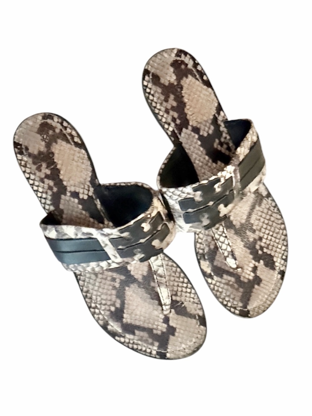 Tory Burch Leigh Snakeskin Thong sandals flip flops Size 10. EUC